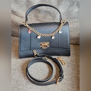Aldo Black Satchel crossbody with Gold Chain Details New Without Tags